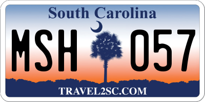 SC license plate MSH057