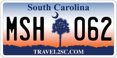 SC license plate MSH062