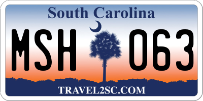 SC license plate MSH063