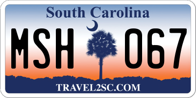 SC license plate MSH067