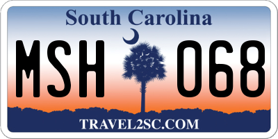 SC license plate MSH068