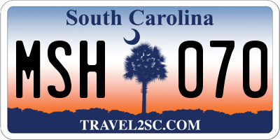 SC license plate MSH070