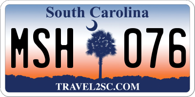 SC license plate MSH076