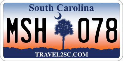 SC license plate MSH078