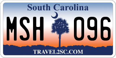SC license plate MSH096