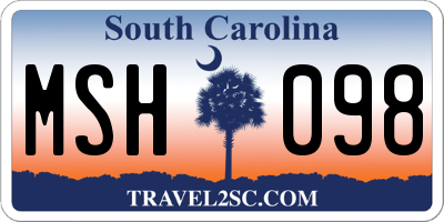 SC license plate MSH098