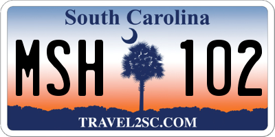 SC license plate MSH102