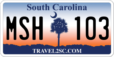 SC license plate MSH103