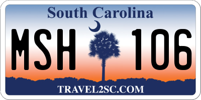 SC license plate MSH106