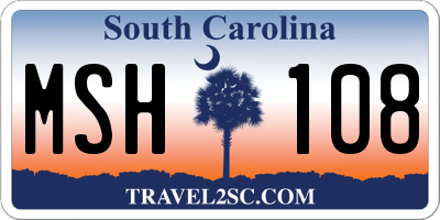 SC license plate MSH108