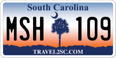 SC license plate MSH109