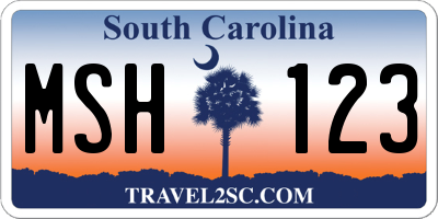 SC license plate MSH123