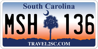 SC license plate MSH136