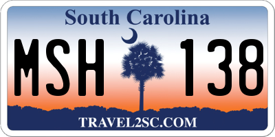 SC license plate MSH138