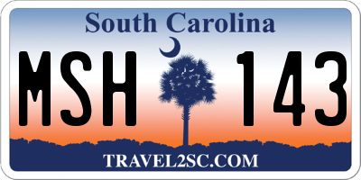SC license plate MSH143