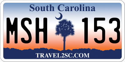 SC license plate MSH153