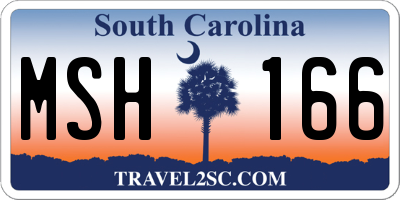 SC license plate MSH166