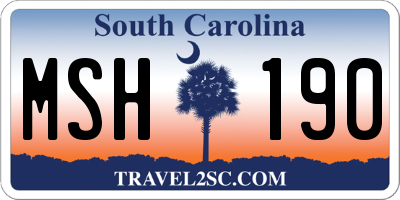 SC license plate MSH190