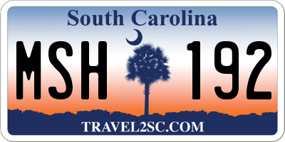 SC license plate MSH192