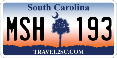 SC license plate MSH193