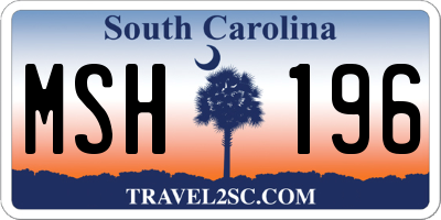 SC license plate MSH196