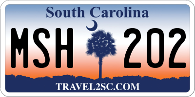 SC license plate MSH202