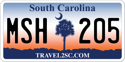 SC license plate MSH205