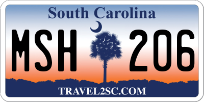 SC license plate MSH206