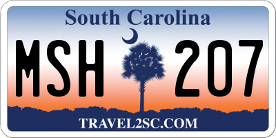 SC license plate MSH207