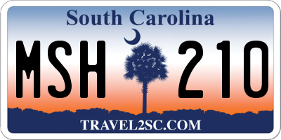 SC license plate MSH210