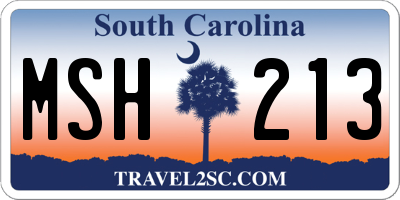 SC license plate MSH213