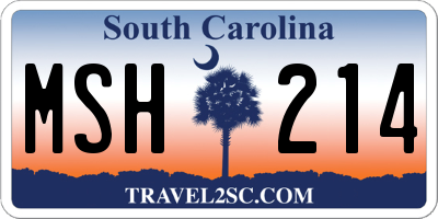 SC license plate MSH214