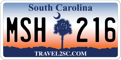 SC license plate MSH216