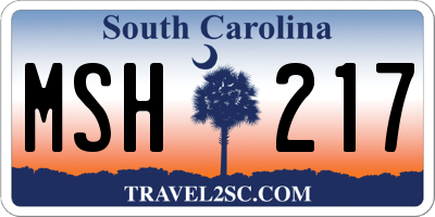 SC license plate MSH217