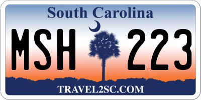 SC license plate MSH223