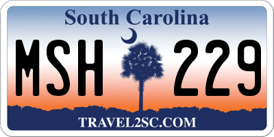 SC license plate MSH229