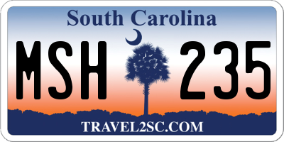 SC license plate MSH235