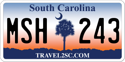 SC license plate MSH243