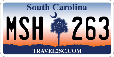 SC license plate MSH263