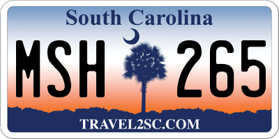 SC license plate MSH265