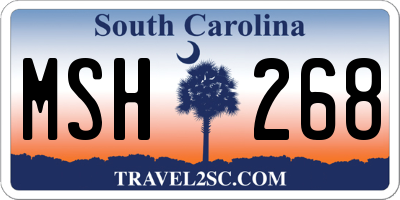 SC license plate MSH268