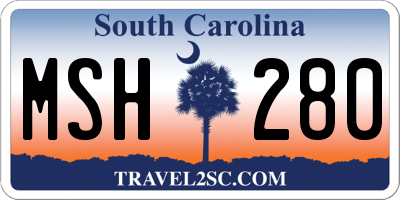SC license plate MSH280