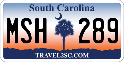 SC license plate MSH289