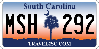SC license plate MSH292