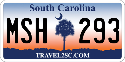 SC license plate MSH293