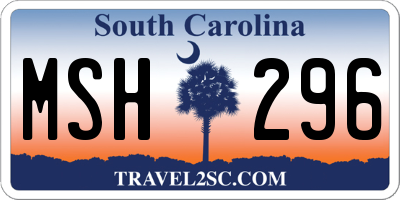 SC license plate MSH296