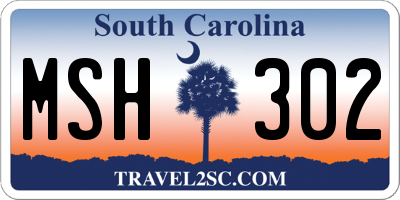 SC license plate MSH302