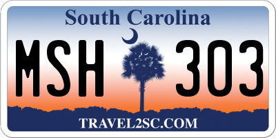 SC license plate MSH303