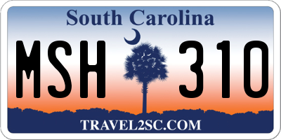 SC license plate MSH310