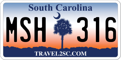 SC license plate MSH316